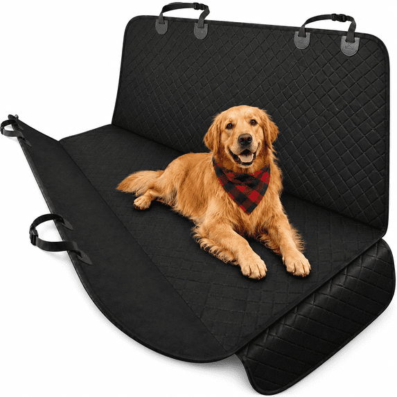 Pinshey® Dog Car Seat Cover for Back Seat, 54 x 58 Inch Waterproof Dog Car Hammock with Non-Slip Bottom, Seat Anchors & Headrest Straps, Convertible Dog Seat Cover and Pet Seat Protector for Cars SUV