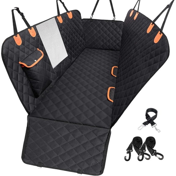Dog Car Seat Cover for Back Seat 600D Scratchproof Nonslip Durable Waterproof Cars Pet Backseat Covers with Mesh Window Dogs Hammock for Car，SUV, Truck (60" W x 64" L)