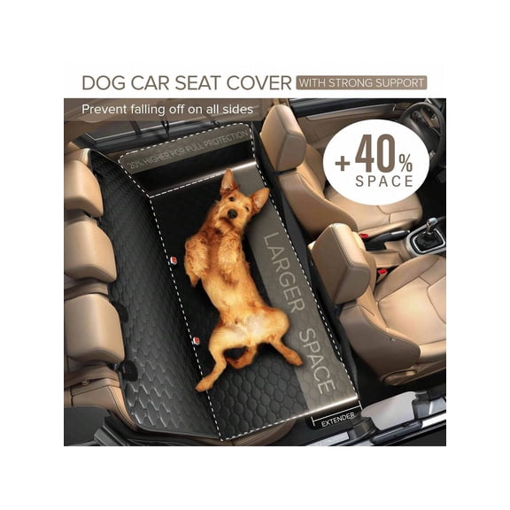 Dog Car Seat Cover For Back Seat, Hard Bottom Back Seat Extender For Dogs, Holds 400lbs, 600D Heavy Duty Scratch-Proof Waterproof Dog Hammock For Car, SUV