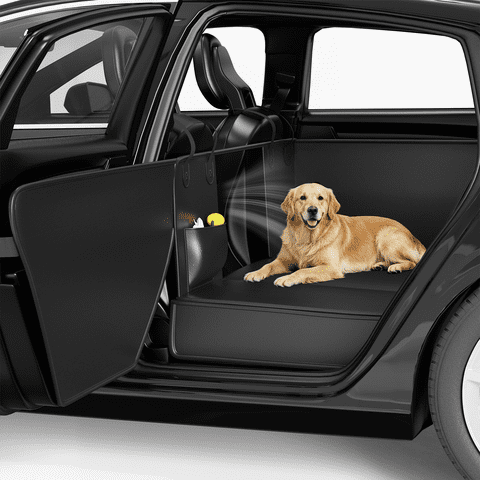 Dog Car Seat Cover, Leather Back Seat Pet Cover, Dog Car Seat Protector with Hard Bottom, 52×25in, Black