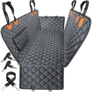 Dog Car Seat Cover for Pets 100% Waterproof Hammock 600D Heavy Duty Scratch Proof Nonslip Durable Soft Back Seat Covers with 4 Adjustable Clips & Velcro Opening for Cars Trucks and SUVs