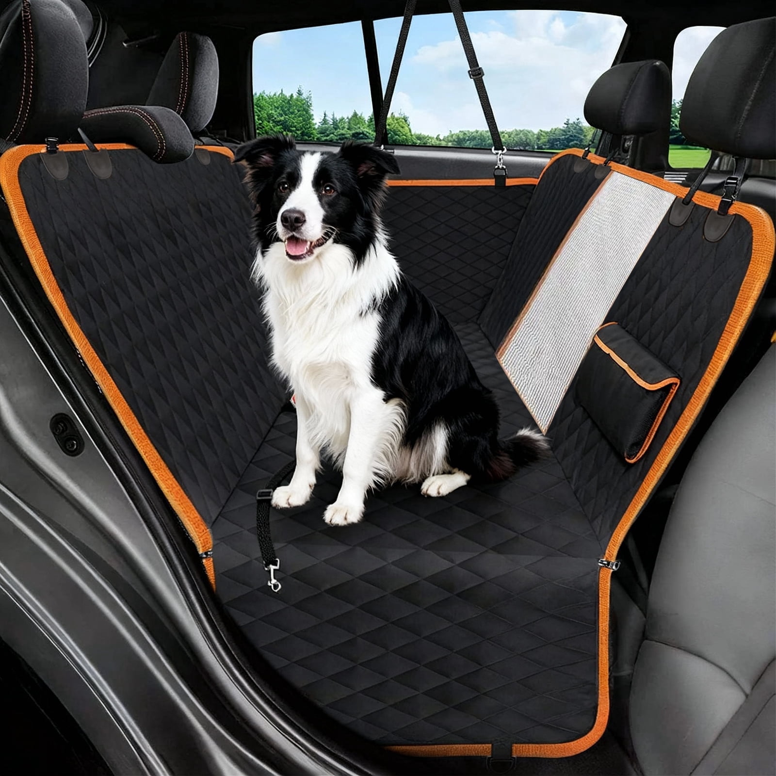Dog Car Seat Cover, Waterproof Nonslip Durable Soft Back Seat Extender for Dogs, Covers for SUVs & Cars Trucks(Black)