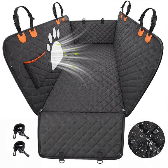 SHPAVVER Waterproof Dog Seat Cover for Back Seat - 600D Oxford Heavy Duty Pet Hammock for Cars, Trucks, SUVs with Breathable Mesh Window & Anti-Slip Backing, 51" x 61"