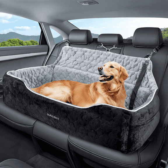 Dog Car Seat For Large/Medium Dog, Comfortable Dog Car Bed Pet Booster For Back Seat, Fully Detachable & Washable Dog Travel Seat With Thick Cushion