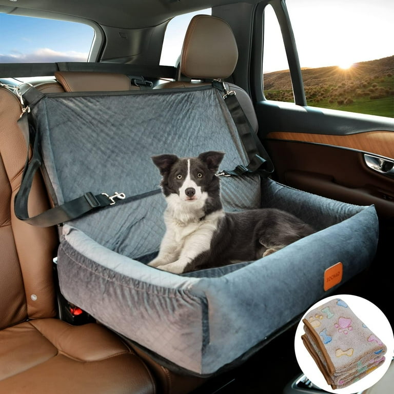 Dog Car Seat for Large Dogs Car Seat 2 Small Dogs Dog Car Back Seats Travel Bed Dog Seat Comfortable and Safe Multipurpose Design can be Converted into a Dog Bed or Dog Sofa Cushion Dog Blanket