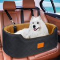 thumbnail image 1 of Dog Car Seat for Medium & Large Dogs up to 55 lbs, Elevated Booster Seat with Anti-Slip Base, Detachable & Machine-Washable Pet Car Bed for SUV/Sedan (Black/Brown), 1 of 16