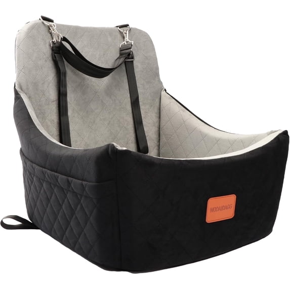 Lealchum Dog Car Seat for Medium Dog, Pet Travel Car Bed with Seat Belt, Car Dog Seat (Black/Gray)