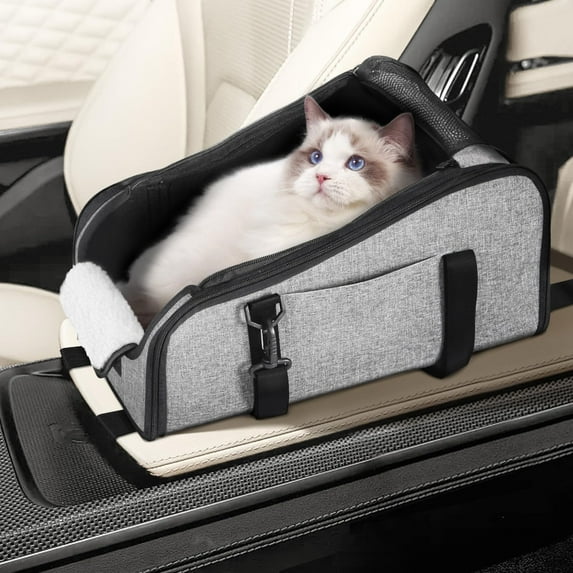 Dog Car Seat Pets Center Console Portable Booster Seats with Washable Cushion Safety Belt for Small Cats Suitable for Small Pets Up to 9 Lbs