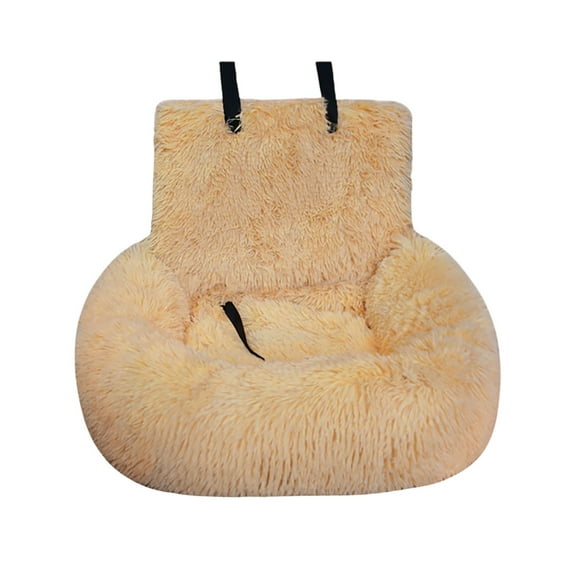 Dog Car Seat with Safety Straps, Fluffy Pet Car Bed for Large & Small Dogs, Removable & Washable Cushion for Travel, Vehicle Seat Protector with Non- Bottom