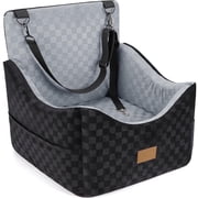 Dog Car Seat for Small and Medium Dogs up to 35 lbs Portable Booster Car Seat with Memory Foam, Safety Belt, Washable Cover & Storage Pockets Pet Car Seat Bed for Travel