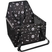 Dog Car Seat, Waterproof and Portable Pet Booster Carrier Seat, with Clip-On Safety Leash and PVC Support Pipe, Foldable Pet Car Basket, Suitable for Small and Medium Pets up to 22lbs, Black