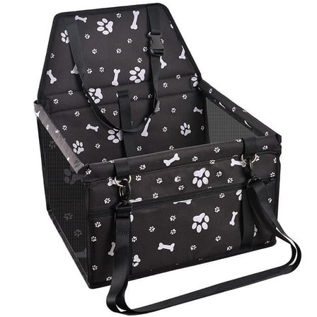 Dog Car Seat, Waterproof and Portable Pet Booster Carrier Seat, with Clip-On Safety Leash and PVC Support Pipe, Foldable Pet Car Basket, Suitable for Small and Medium Pets up to 22lbs, Black