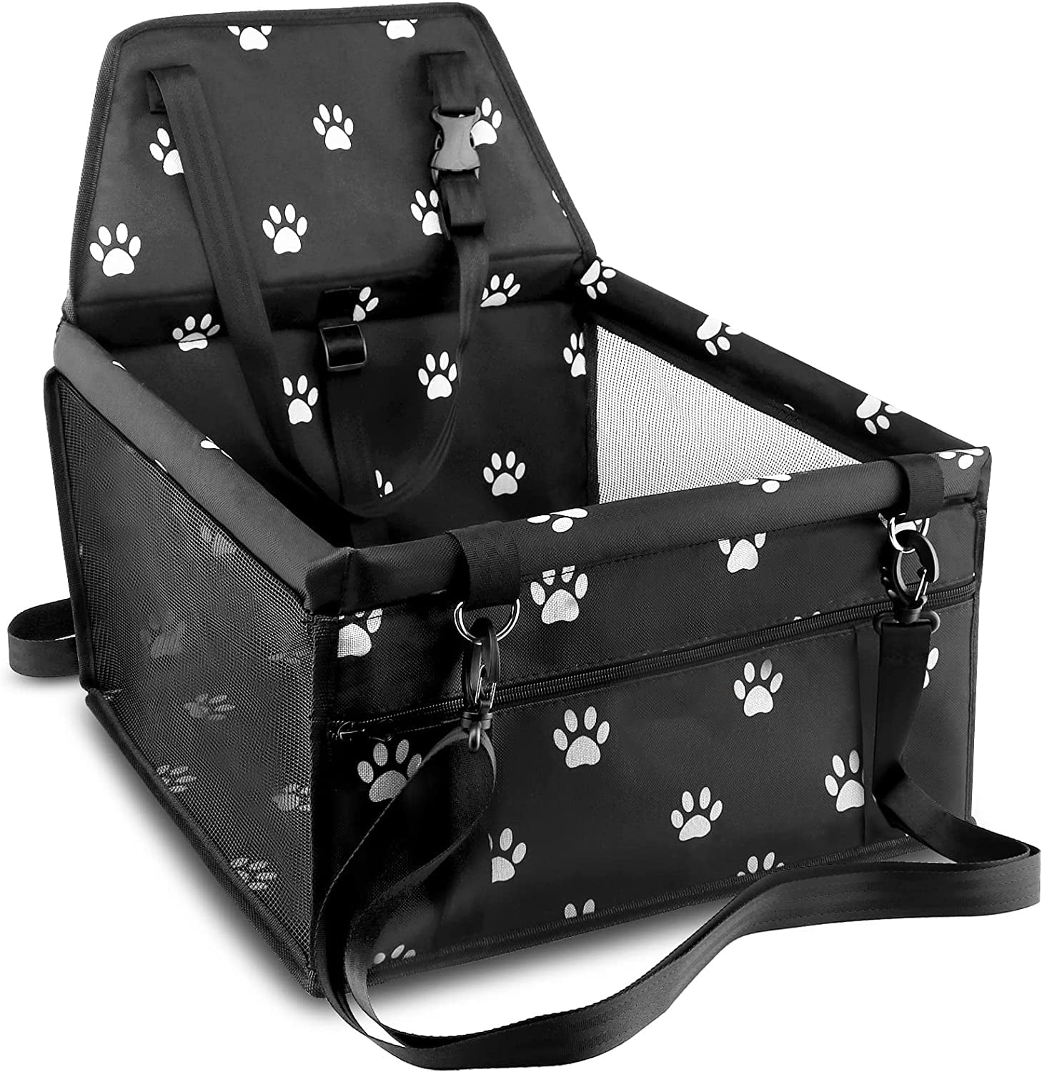 Dog Car Seat, YUWENUS Pet Booster Car Seat with Clipon Safety Leash, Portable and Breathable