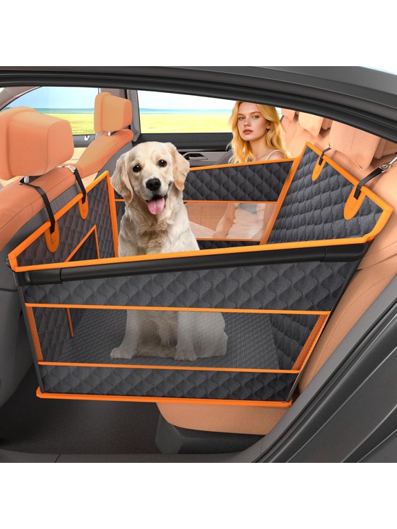 Dog Car Seat for Large Dogs, Half Back Seat Extender with Hard Bottom, Waterproof Non-Slip Pet Car Seat for Cars, SUVs and Trucks, Fits Medium Dogs