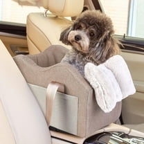 Dog Car Seat for Small Dog Center Console Seat Pet Booster Seat for Car Puppy Car Seat for Small Dogs(Champagne Khaki)