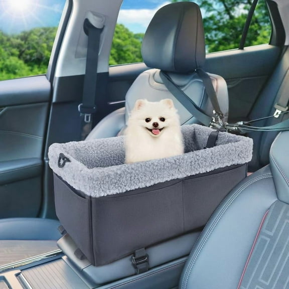Dog Car Seat for Small Dogs, Center Console Dog Car Seat with Soft Cushion, Black Cat Car Seat