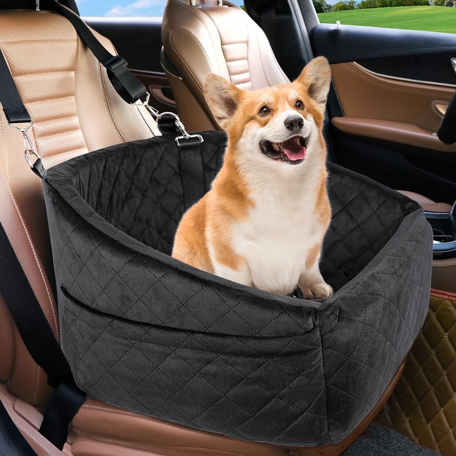 Pet Booster Seat Black for Small Medium Dogs/Cats Up to 30lbs