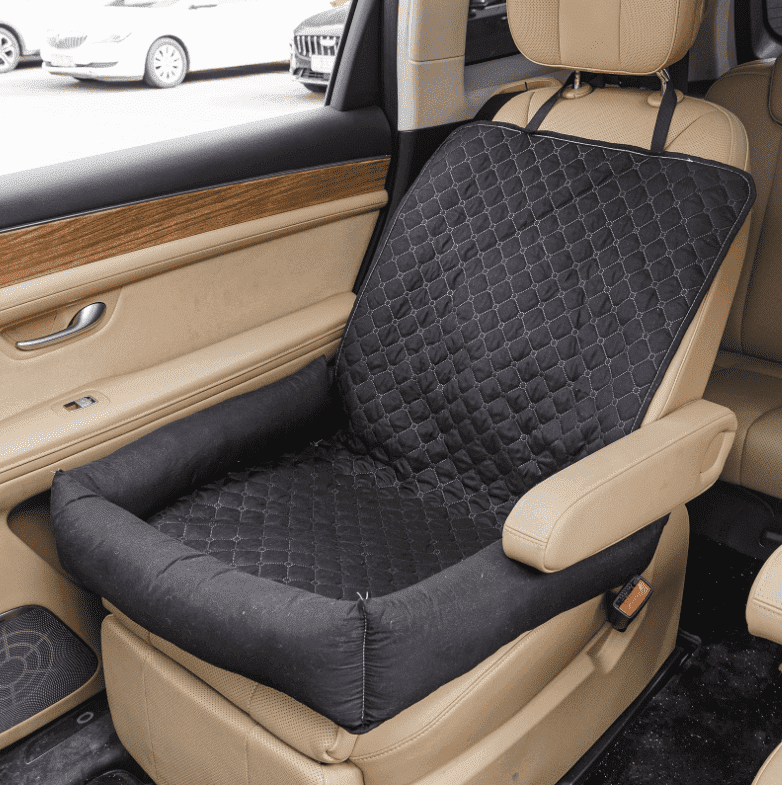 Yogsey Dog Car Seat for Small Medium Dogs,Detachable Washable Travel Safety Pet Seat, Waterproof Car Pet Bed Mat Black