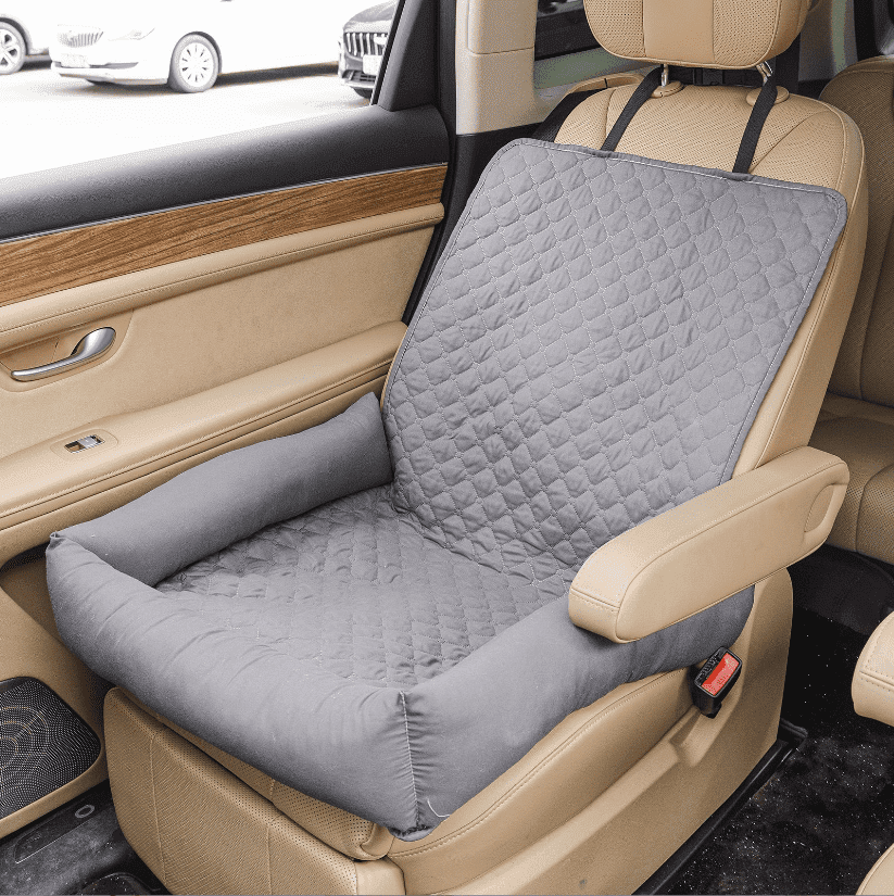 Yogsey Dog Car Seat for Small Medium Dogs,Detachable Washable Travel Safety Pet Seat, Waterproof Car Pet Bed Mat Grey