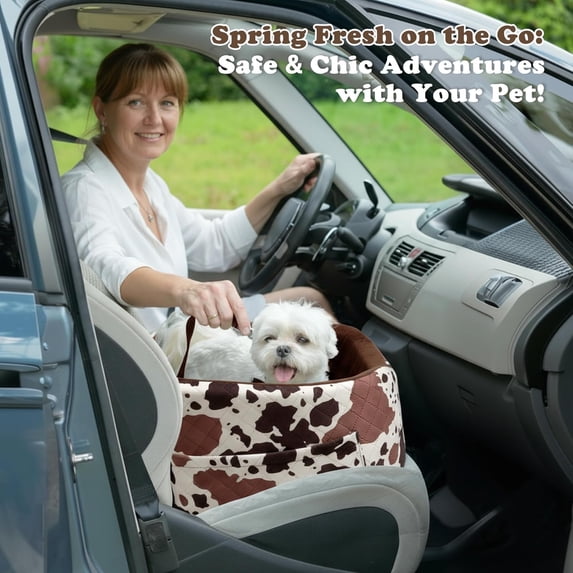 Dog Car for Small & Medium Dogs - Crash-Protective, Non-Slip, Memory Foam Booster with Washable Cover