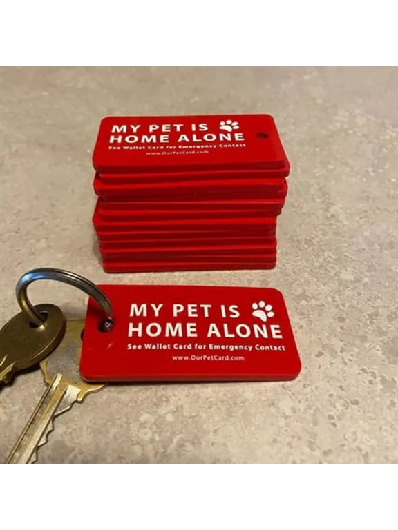Dog Card and Key Tag Pet Keychain Keyring for Pet Owners Home Alone Safety