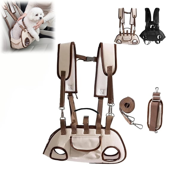 Dog Carrier Backpack 4 Sizes, Crossbody Pet Travel Bag with Breathable Mesh, Cat Puppy Carrier with Shoulder Strap for Travel (Beige, L)