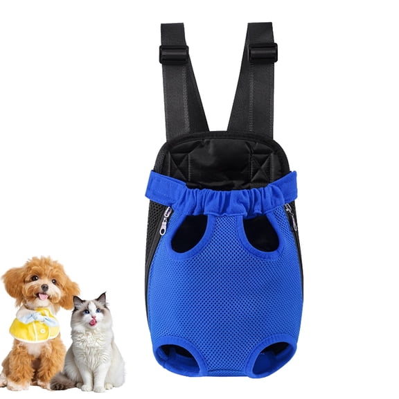 Dog Carrier Backpack, Adjustable Puppy Front Carrier Backpack, Ventilated Cat Chest Carrier for Hiking Camping Travel, Sling Bag for Small Medium Dog Cat Rabbit Puppies, Suit 3-5 lbs (Blue, S)