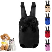 Dog Carrier Backpack, Adjustable Pet Front Carrier Backpack, Ventilated Pet Chest Carrier for Hiking Camping Travel, Sling Bag for Small Medium Dog Cat Rabbit Puppy Black, L