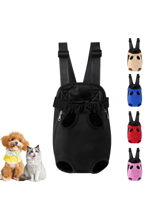 Dog Carrier Backpack, Adjustable Puppy Front Carrier Backpack, Ventilated Cat Chest Carrier for Hiking Camping Travel, Sling Bag for Small Medium Dog Cat Rabbit Puppies, Suit 3-5 lbs (Black, S)