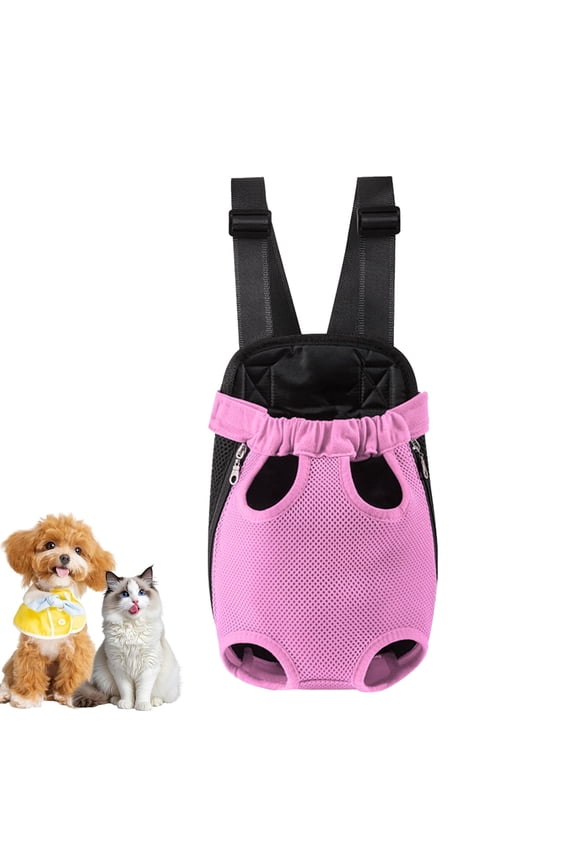 Dog Carrier Backpack, Adjustable Puppy Front Carrier Backpack, Ventilated Cat Chest Carrier for Hiking Camping Travel, Sling Bag for Small Medium Dog Cat Rabbit Puppies, Suit 3-5 lbs (Pink, S)