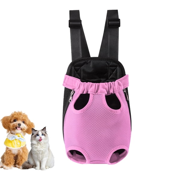 Dog Carrier Backpack, Adjustable Puppy Front Carrier Backpack, Ventilated Cat Chest Carrier for Hiking Camping Travel, Sling Bag for Small Medium Dog Cat Rabbit Puppies, Suit 3-5 lbs (Pink, S)