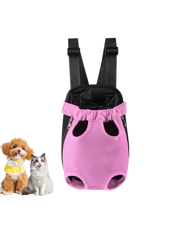 Dog Carrier Backpack, Adjustable Pet Front Carrier Backpack, Ventilated Pet Chest Carrier for Hiking Camping Travel, Sling Bag for Small Medium Dog Cat Rabbit Puppy (Pink, S)
