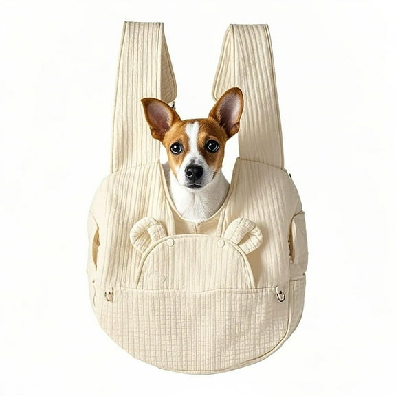 Dog Carrier Backpack, Cute Bear Shape Crossbody Chest, Dog Travel Bag, Small Dog Cat Go Out Bag, Comfort Breathable Puppy Bags, Portable Adjustable for Small Dogs Cats Outdoor Travel (Grey)