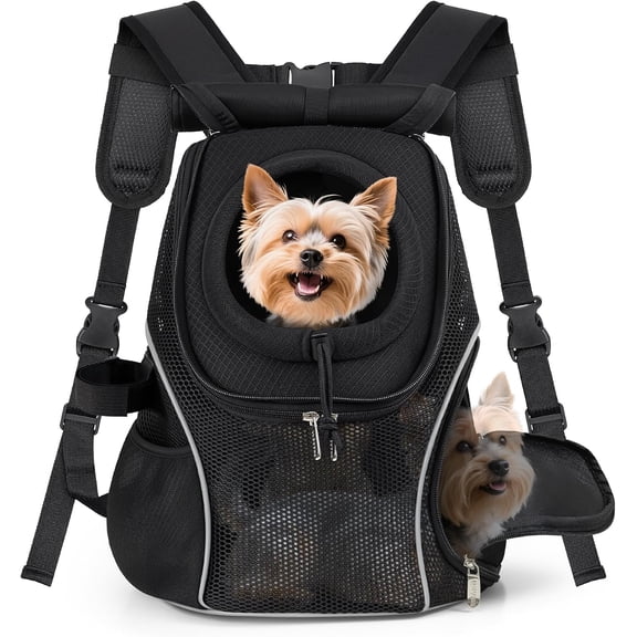 Dog Carrier Backpack with Top and Side Windows, Ventilated Mesh, Safety Belt, for Small Dogs 59 lbs
