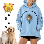 Dog Carrier Hoodie for Small Dogs, Pet Pouch Pull Pocket Kangaroo Sweatshirt with Side Zip