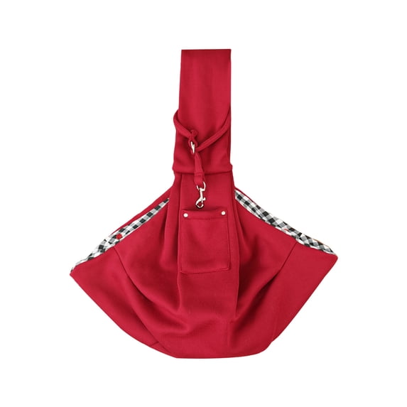 Dog Carrier Sling, Portable Puppy Hand-Free Sling Carrier for Carry Small Dogs and Cats, Travel Safety Harness Red