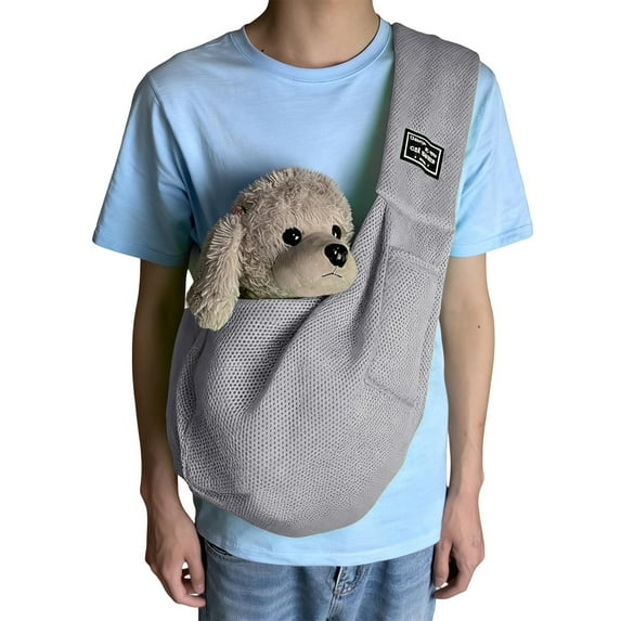 Dog Carrier Sling Puppy Carrier Purse with Storage Pocket, Dog Sling Carrier for Carry Small Dogs and Cats Grey One Size