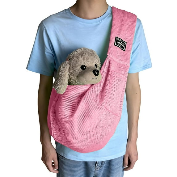 Dog Carrier Sling Puppy Carrier Purse with Storage Pocket, Dog Sling Carrier for Carry Small Dogs and Cats Pink_1 One Size