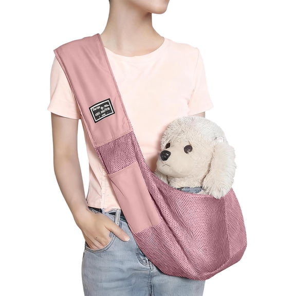 Dog Carrier Sling Puppy Carrier Purse with Storage Pocket, Dog Sling Carrier for Carry Small Dogs and Cats Pink One Size