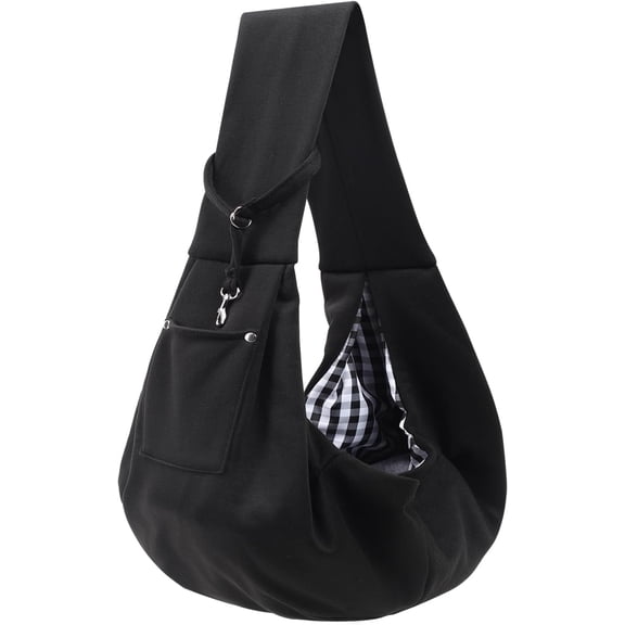 Dog Carrier Sling - Reversible Puppy Purse with Storage Pocket, Hand-Free for Carry Small Dogs and Cats, Travel Safety Harness, Cat Harness(Black)