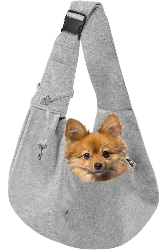 Dog Carrier Sling for Small Dogs and Cats(0 to 12 lbs), Puppy Sling Carrier with Adjustable Strap, Travel Safety Harness, Hands-Free Pet Carring Holder Travel Bag for Outdoor, Gray