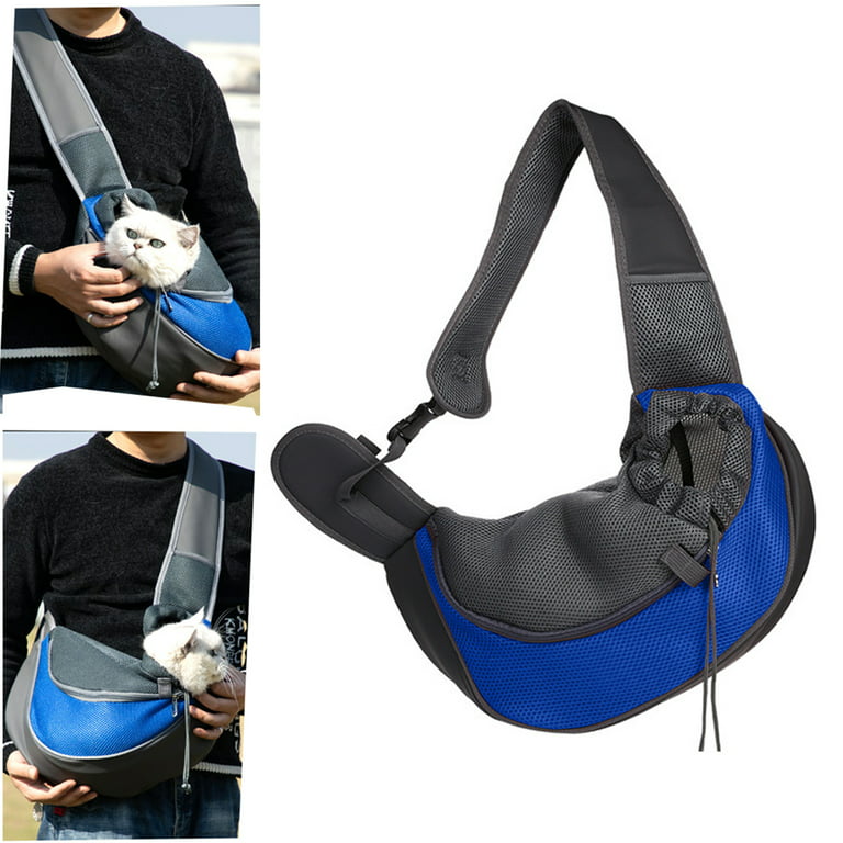 Dog Carrier, Small Dog Carrier, Pet Slingshot Carrier Bag, Travel,  Hands-Free Cross-Body Carrier with Collar for Dog/Cat/Rabbit(Navy blue,L) 