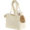 thumbnail image 1 of Dog Carrier for Small Dogs Rabbit cat with Large Pockets, Cotton Bag, Dog Carrier Soft Sided, Collapsible Travel Puppy Carrier (Beige, 13.5" L x 6.5" W x 10" H), 1 of 9