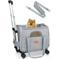 Dog Carrier with Wheels Pet Carrier Airline Approved, Cat Carrier with Wheels Large for 2 Cats