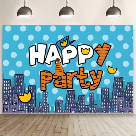Dog Cartoon Man Birthday Party Decorations,Cartoon Dog Hero Party Supplies Banner Backdrop 5*3FT