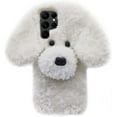 thumbnail image 1 of Dog Case Compatible with Galaxy S22 Ultra 3D Cute Plush Fluffy Dog Case Fashion Luxury Fur Hair Fuzzy Wool Face Soft Back Cover Shockproof Protective for Women and Girls White, 1 of 7