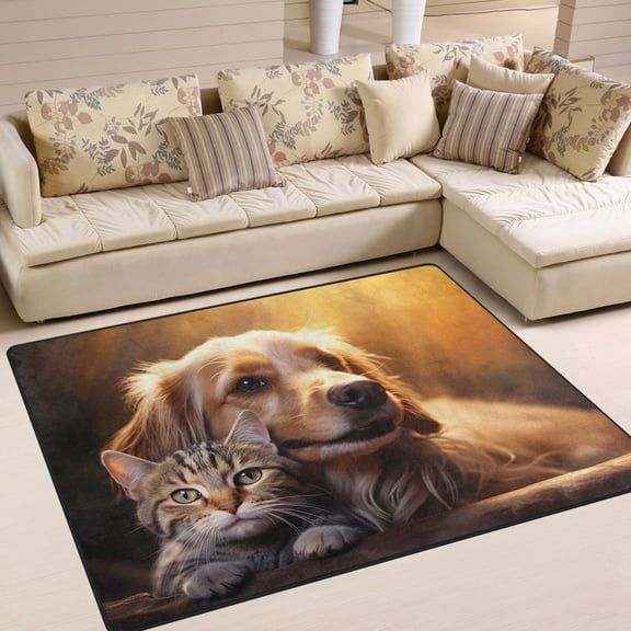 Dog Cat Area Rug Washable 80 x 58 Floor Carpet Mat Non Slip for Bedroom Living Room Home Decor