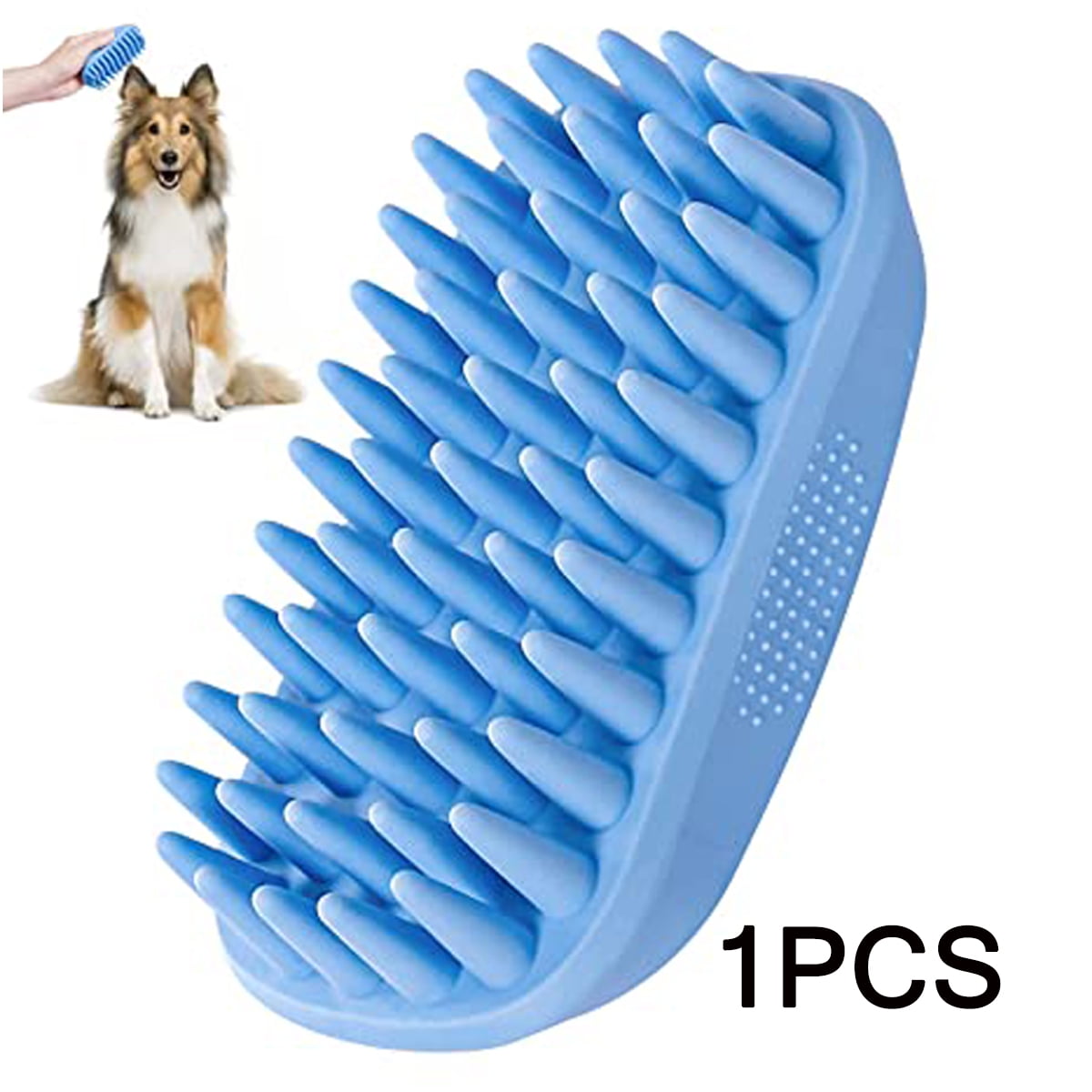 iMountek Dog Bath Brush Anti-Skid Pet Grooming Shower Bath Silicone Massage  Comb for Long & Short Hair 