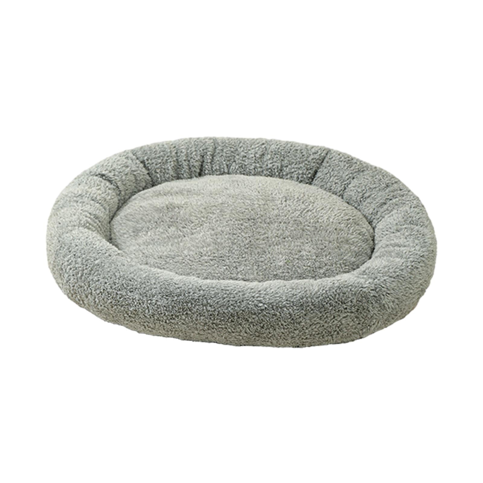 Dog Cat Bed Calming Self Warming Soft Plush Round Pet Bed for Puppy Cats Dog Gray