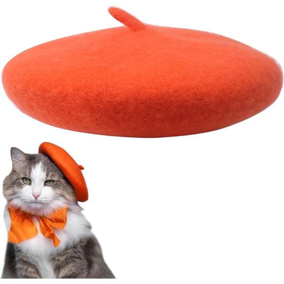 Dog Cat Beret Wool Hat Headband French Artist Beanie Beret Pet Dog Christmas Costume Hair Accessory Photo Props (One Size)